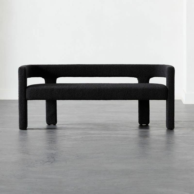Stature Black Boucle Bench – Modern Living Room Furniture