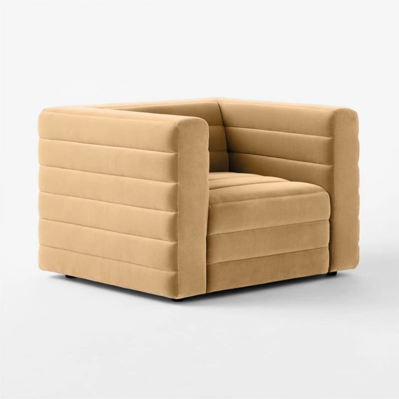 Strato Camel Brown Velvet Accent Chair - Stylish Living Room Furniture - Image 3