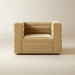 Strato Camel Brown Velvet Accent Chair - Stylish Living Room Furniture