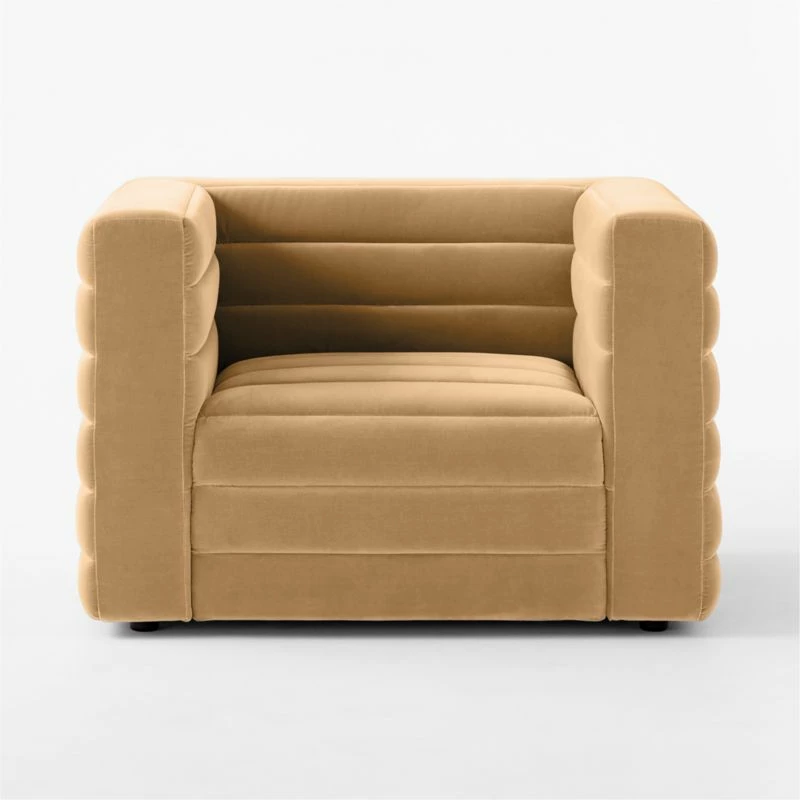 Strato Camel Brown Velvet Accent Chair - Stylish Living Room Furniture - Image 2