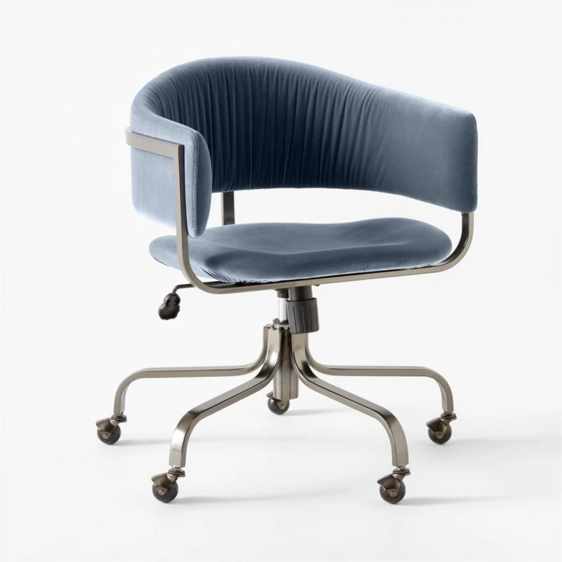 Stretta Blue Velvet Office Chair - Ergonomic Comfort for Modern Workspaces - Image 3