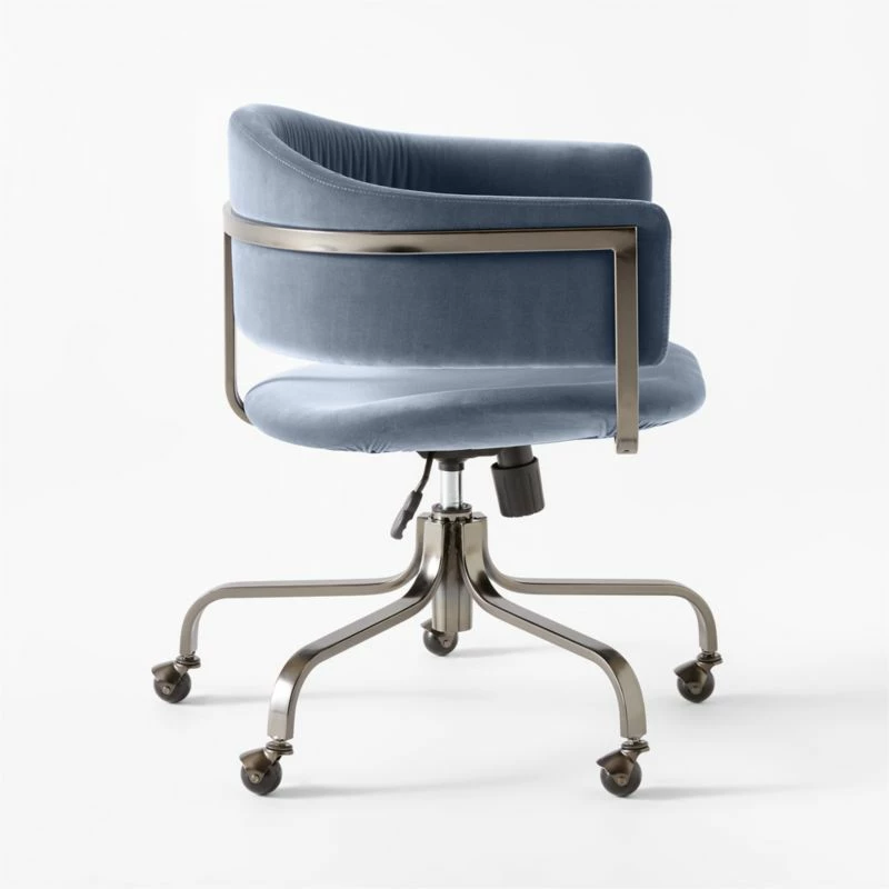 Stretta Blue Velvet Office Chair - Ergonomic Comfort for Modern Workspaces - Image 4