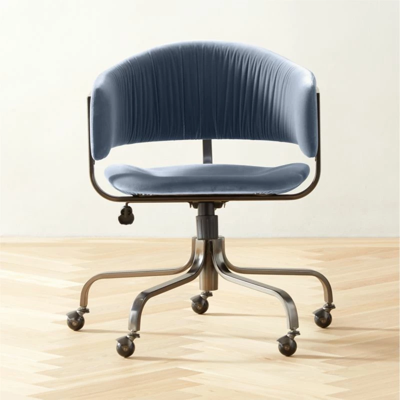 Stretta Blue Velvet Office Chair - Ergonomic Comfort for Modern Workspaces