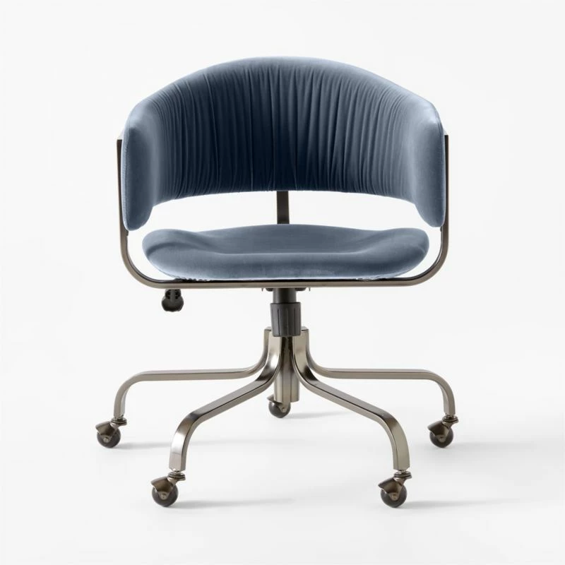 Stretta Blue Velvet Office Chair - Ergonomic Comfort for Modern Workspaces - Image 2