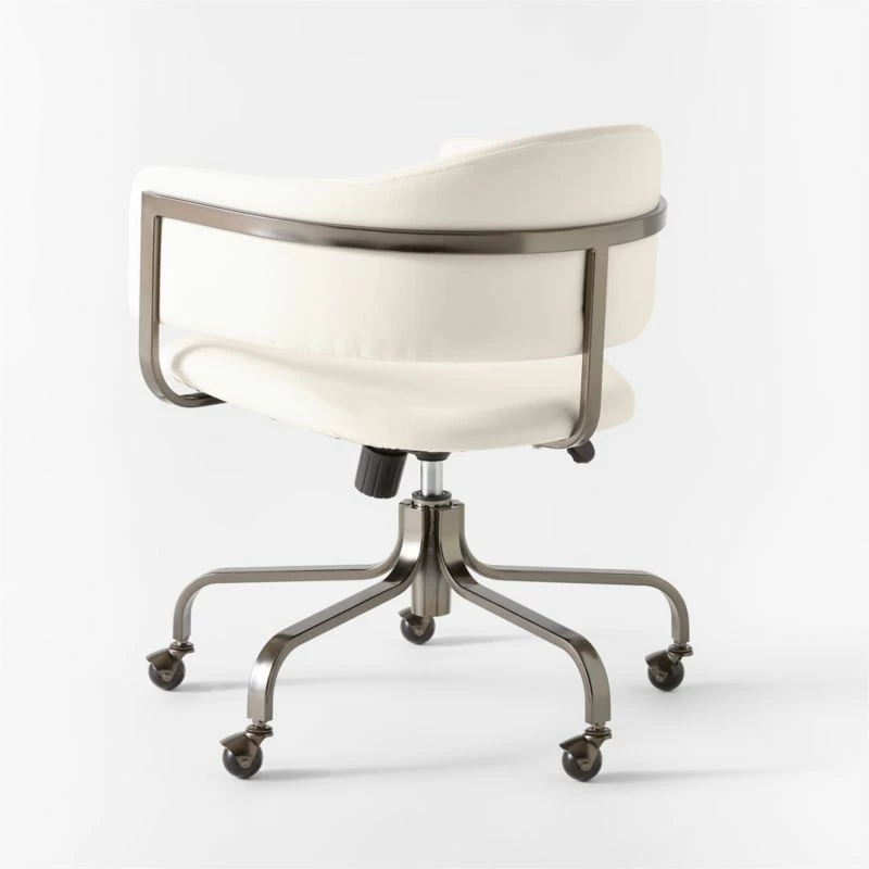 Stretta Ivory Velvet Office Chair - Image 5