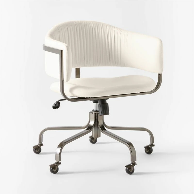 Stretta Ivory Velvet Office Chair - Image 3
