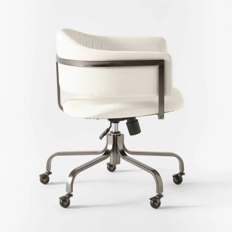 Stretta Ivory Velvet Office Chair - Image 4