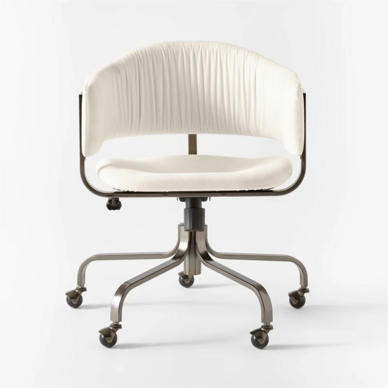 Stretta Ivory Velvet Office Chair - Image 2