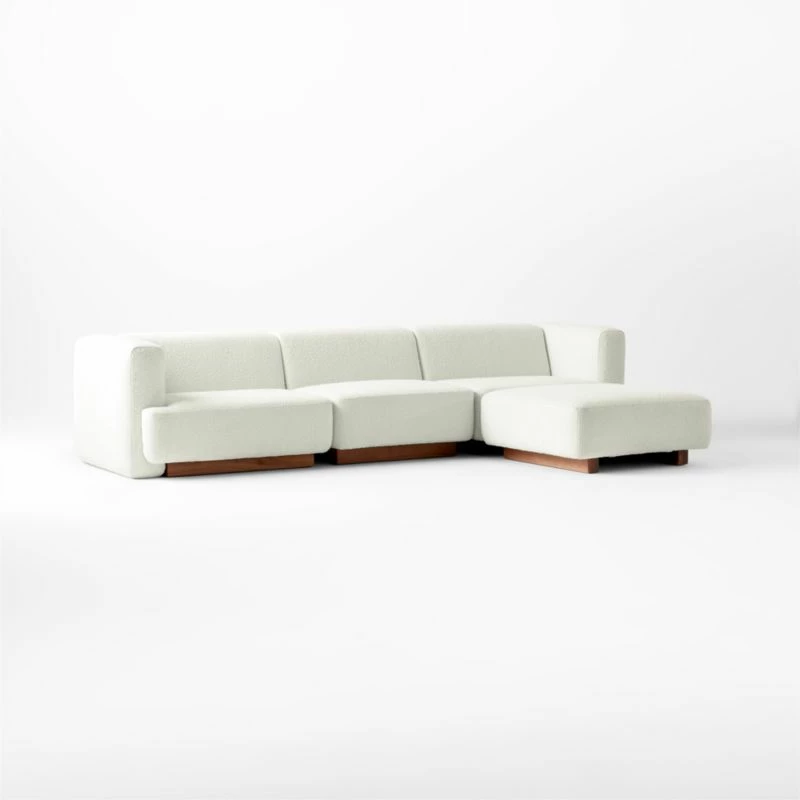 Terrain 4-Piece L-Shaped Ivory Boucle Sectional Sofa | Modern Living Room Furniture - Image 3