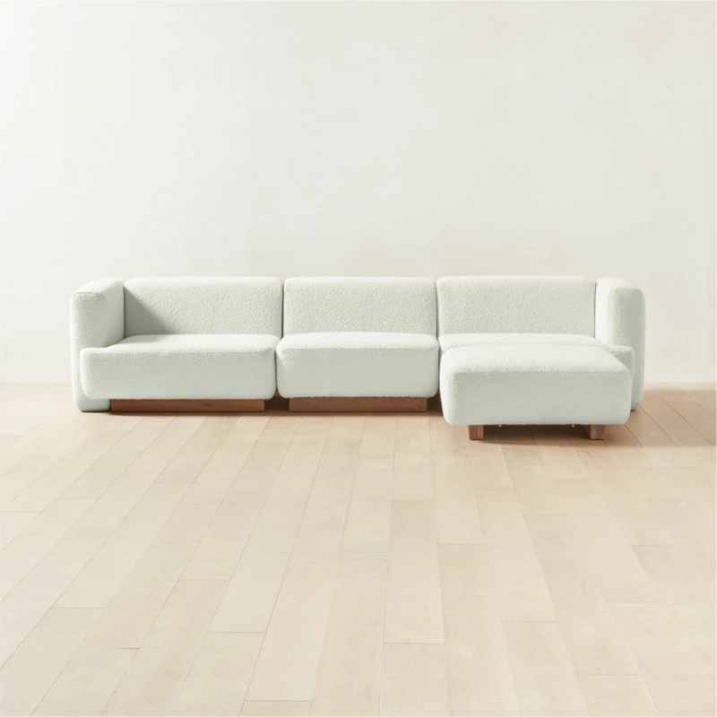 Terrain 4-Piece L-Shaped Ivory Boucle Sectional Sofa | Modern Living Room Furniture