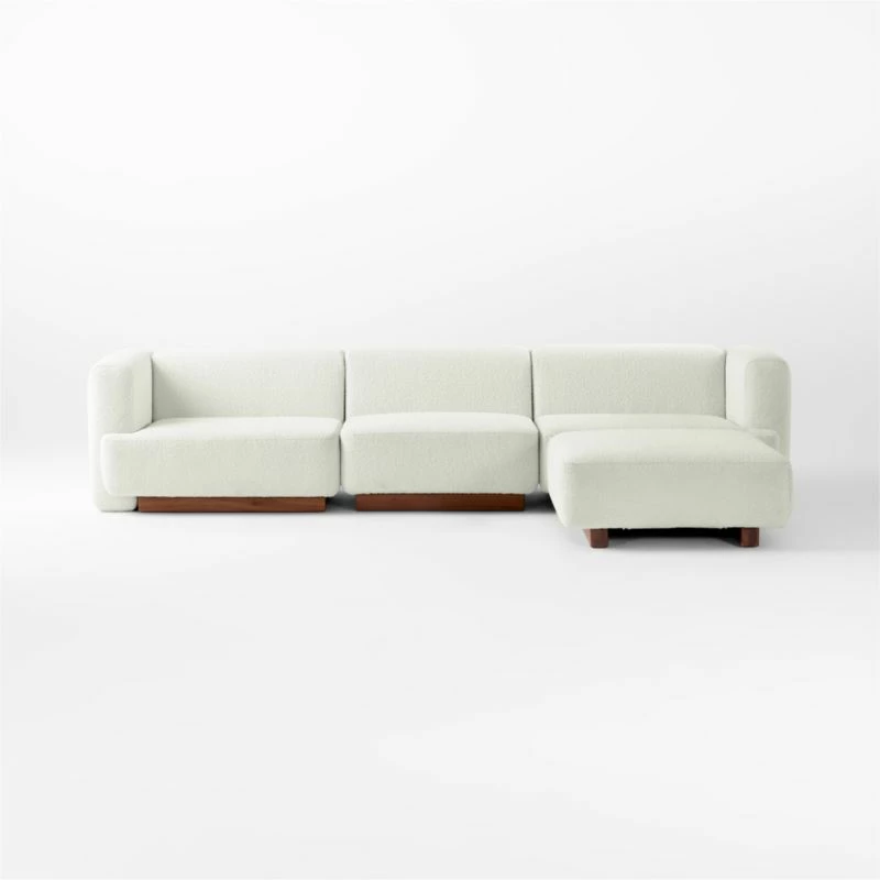 Terrain 4-Piece L-Shaped Ivory Boucle Sectional Sofa | Modern Living Room Furniture - Image 2
