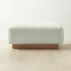 Terrain Ivory Boucle Ottoman - Stylish Living Room Furniture