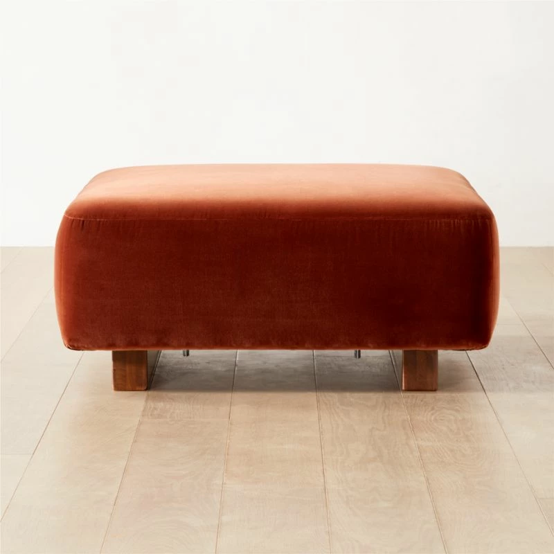 Terrain Bronze Brown Velvet Ottoman - Luxurious Living Room Furniture