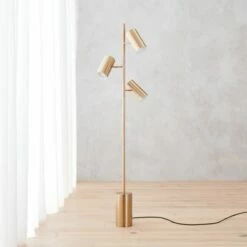 Trio Brass Finish Floor Lamp - Elegant Modern Lighting for Home or Office