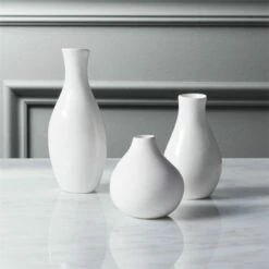 Trio White Porcelain Bud Vase Set Of 3 - Elegant Home Accessories