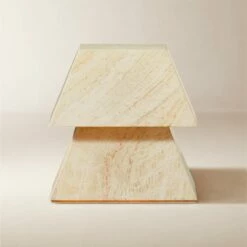 Tukul White Travertine Side Table - Elegant Living Room Furniture
