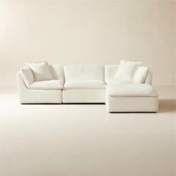 Turn 4-Piece Off-White Performance Velvet Sectional Sofa - Modern Living Room Furniture