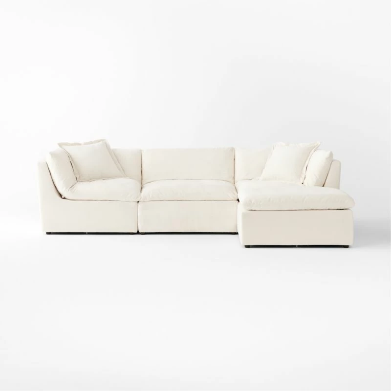Turn 4-Piece Off-White Performance Velvet Sectional Sofa - Modern Living Room Furniture - Image 2