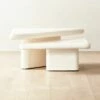 Vayle 2-Piece High-Gloss White Concrete Coffee Table Set - Modern Living Room Furniture