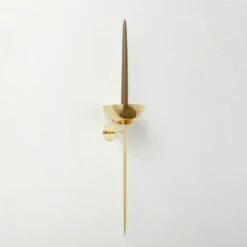 Vela Unlaquered Brass Wall Sconce - Taper Candle Holder for Home Decor