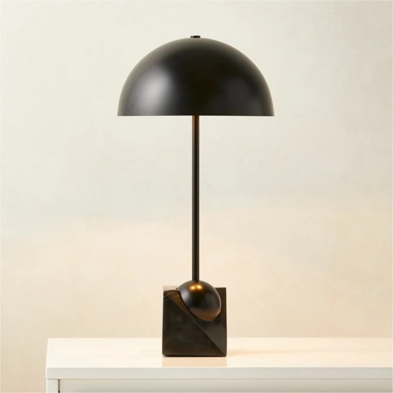 Venus Black Metal Dome Table Lamp With Marble Base - Elegant Lighting Solution - Image 2