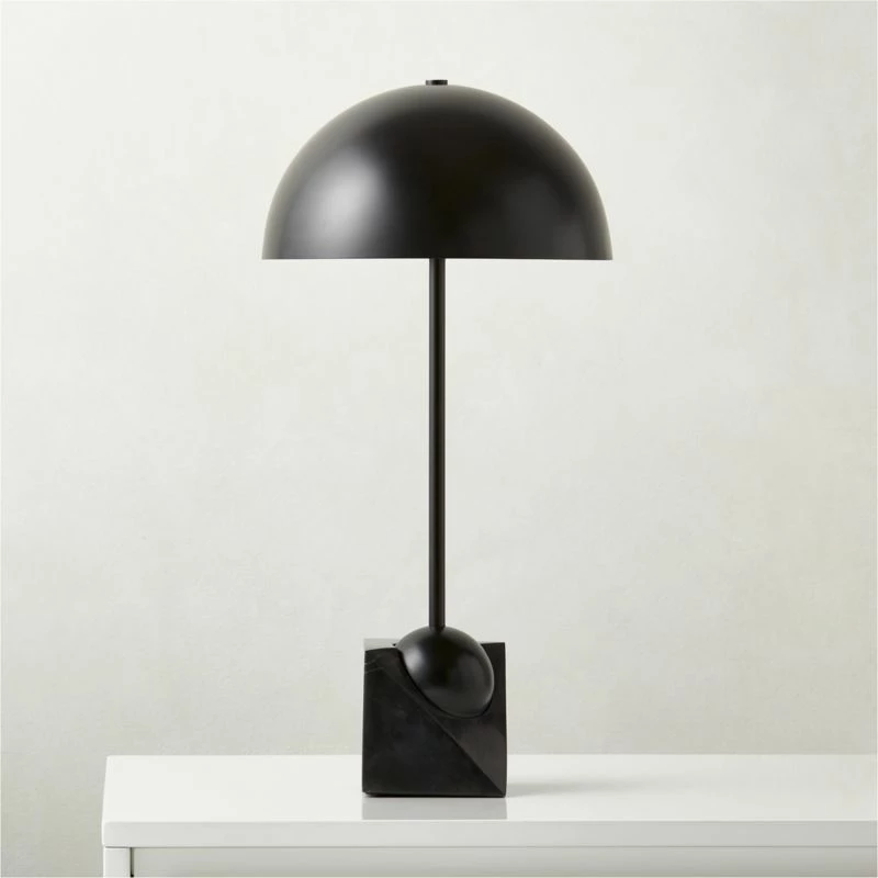 Venus Black Metal Dome Table Lamp With Marble Base - Elegant Lighting Solution