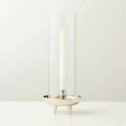 Vetro Polished Stainless Steel and Glass Hurricane Candle Holder - Elegant Home Accessory