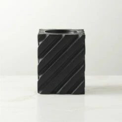 Zeke Blackened Teak Pillar Candle Holder Small - Elegant Home Accessory